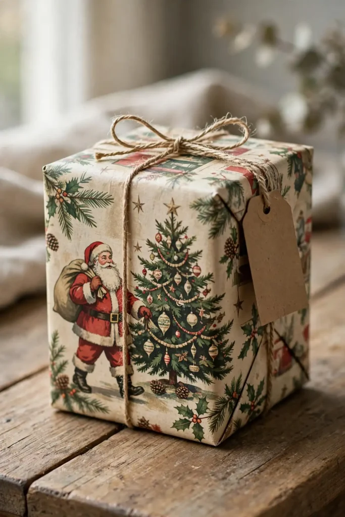 vintage reproduction christmas wrapping paper