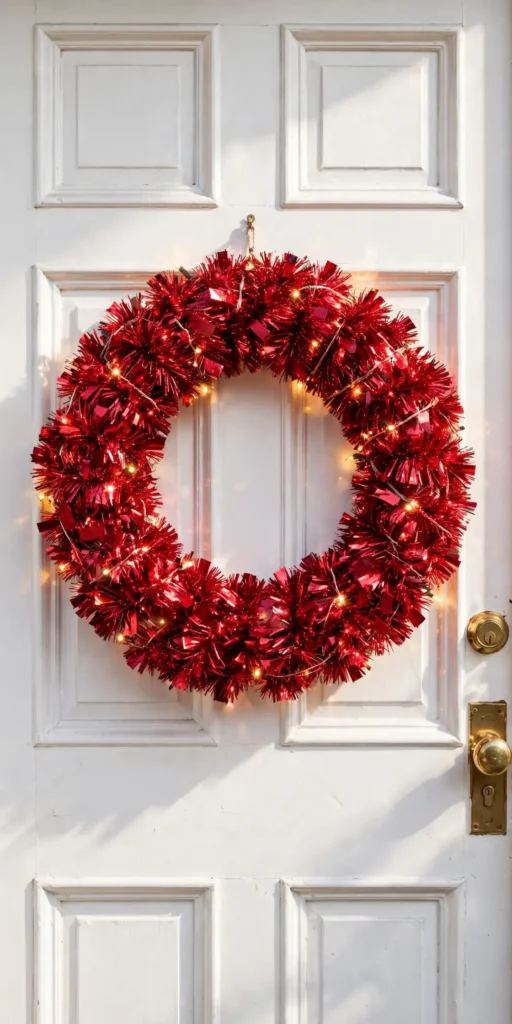 retro christmas wreath tinsel
