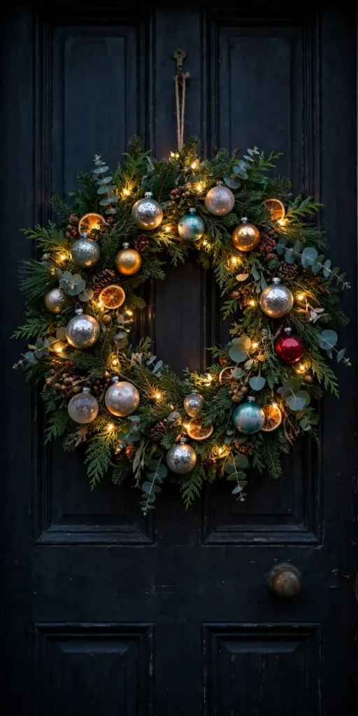 vintage lighted christmas wreath