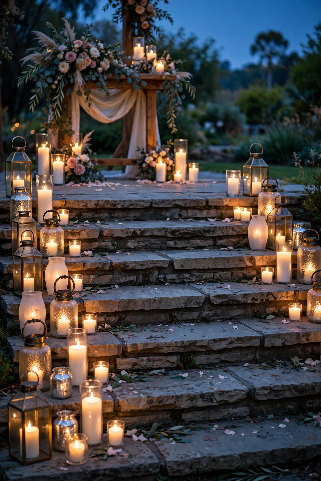 wedding altar decorated with lanterns and candles wedding altar decorated with lanterns and candles