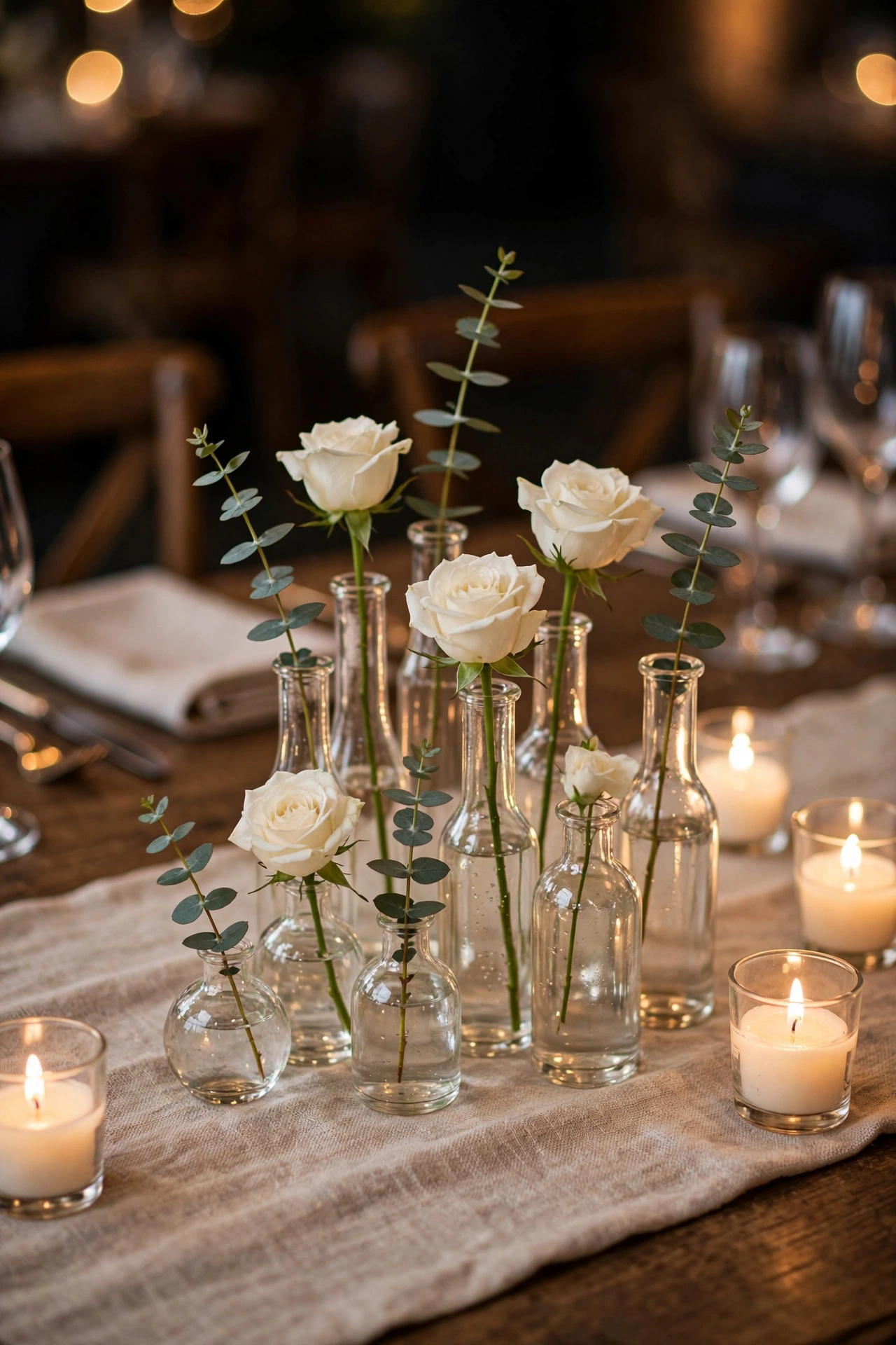 wedding table centerpiece with bud vases and single stems wedding table centerpiece with bud vases and single stems