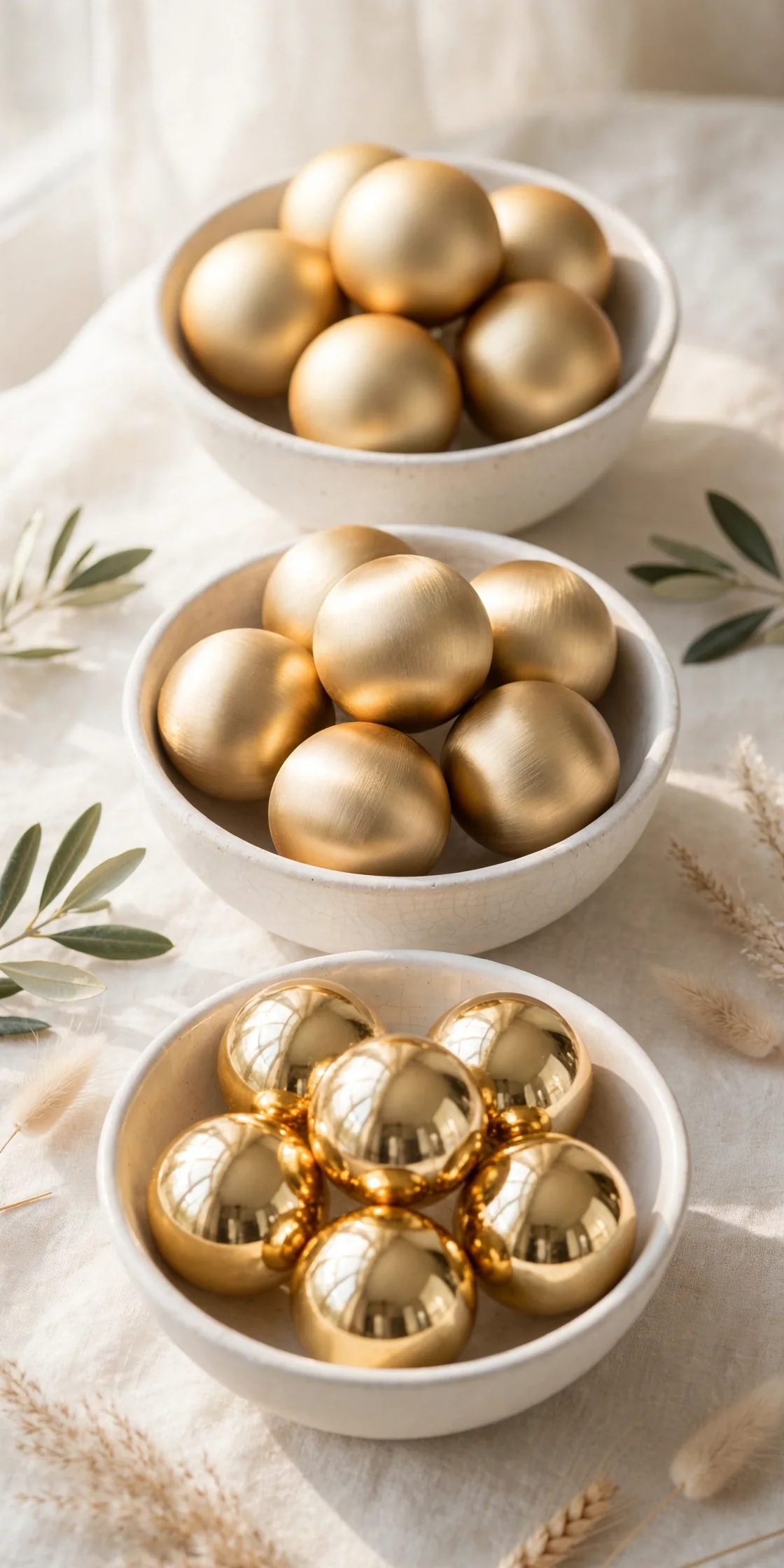 gold christmas ornaments matte brushed polished finishes