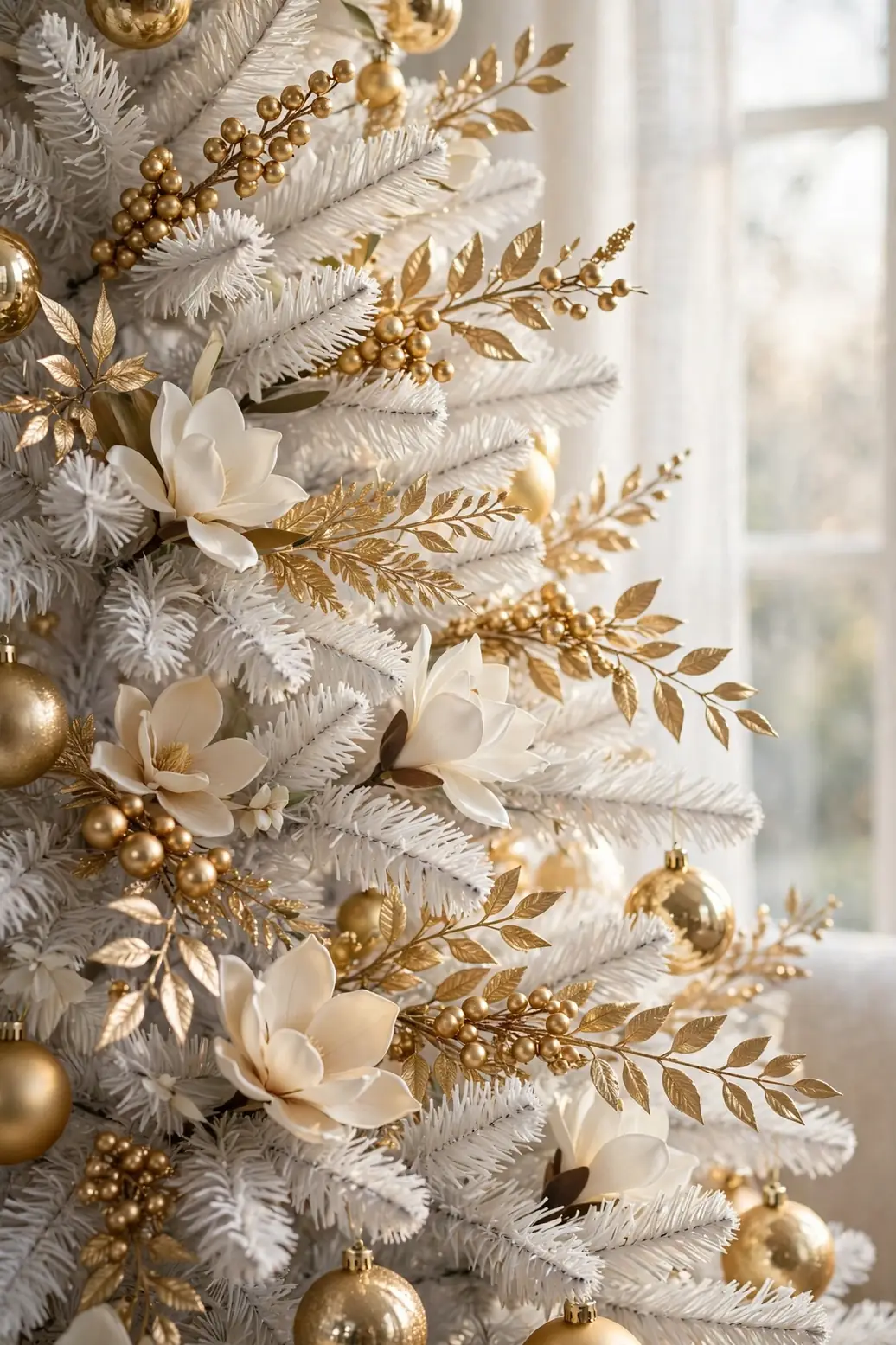 gold floral picks sprays white christmas tree