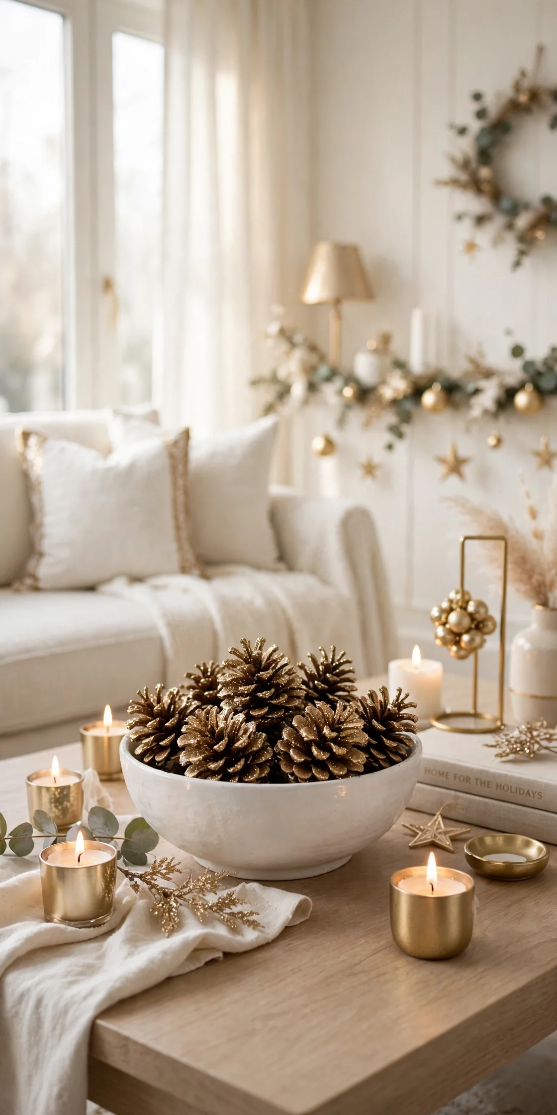 gold dusted pinecones christmas scent bowl