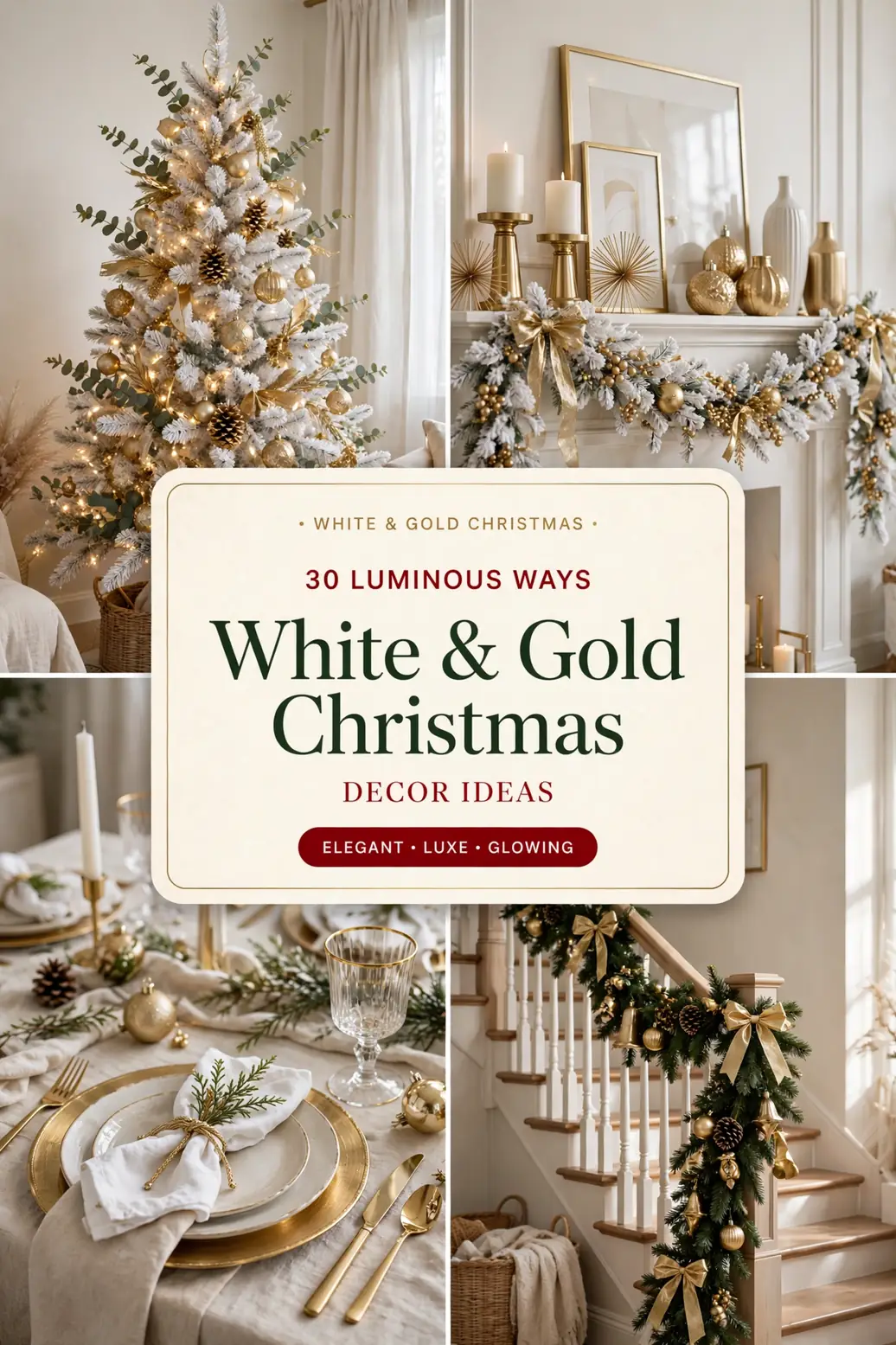 White and Gold Christmas Decor Ideas: 30 Luminous Ways to Make Your Whole Home Glow