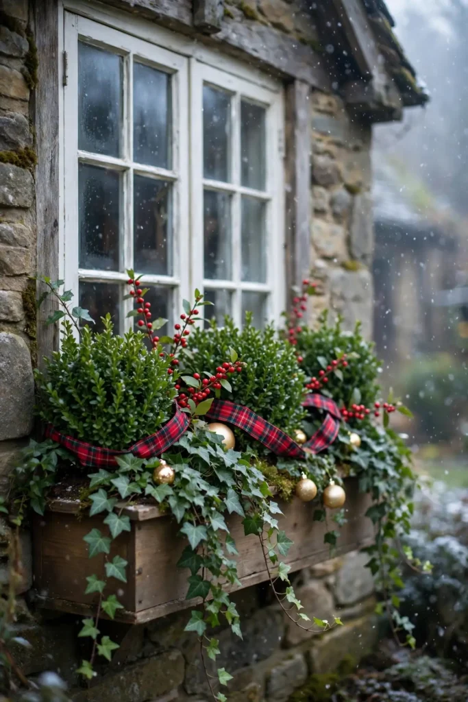 boxwood ivy christmas window box living plants
