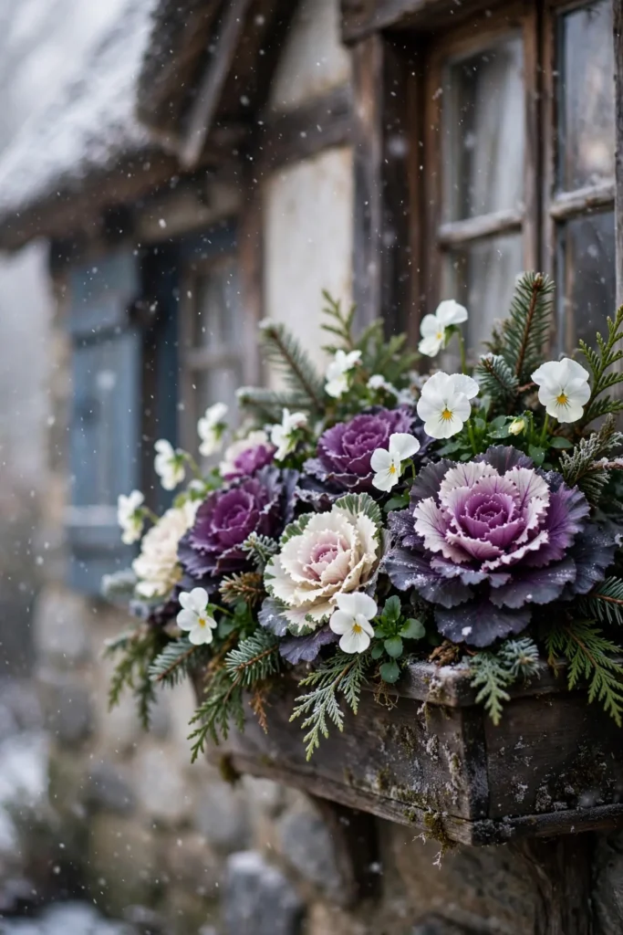 ornamental kale winter window box christmas