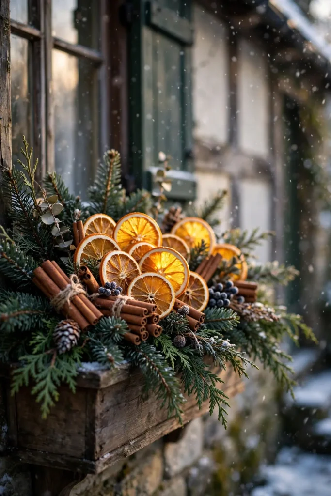 dried orange slices cinnamon christmas window box