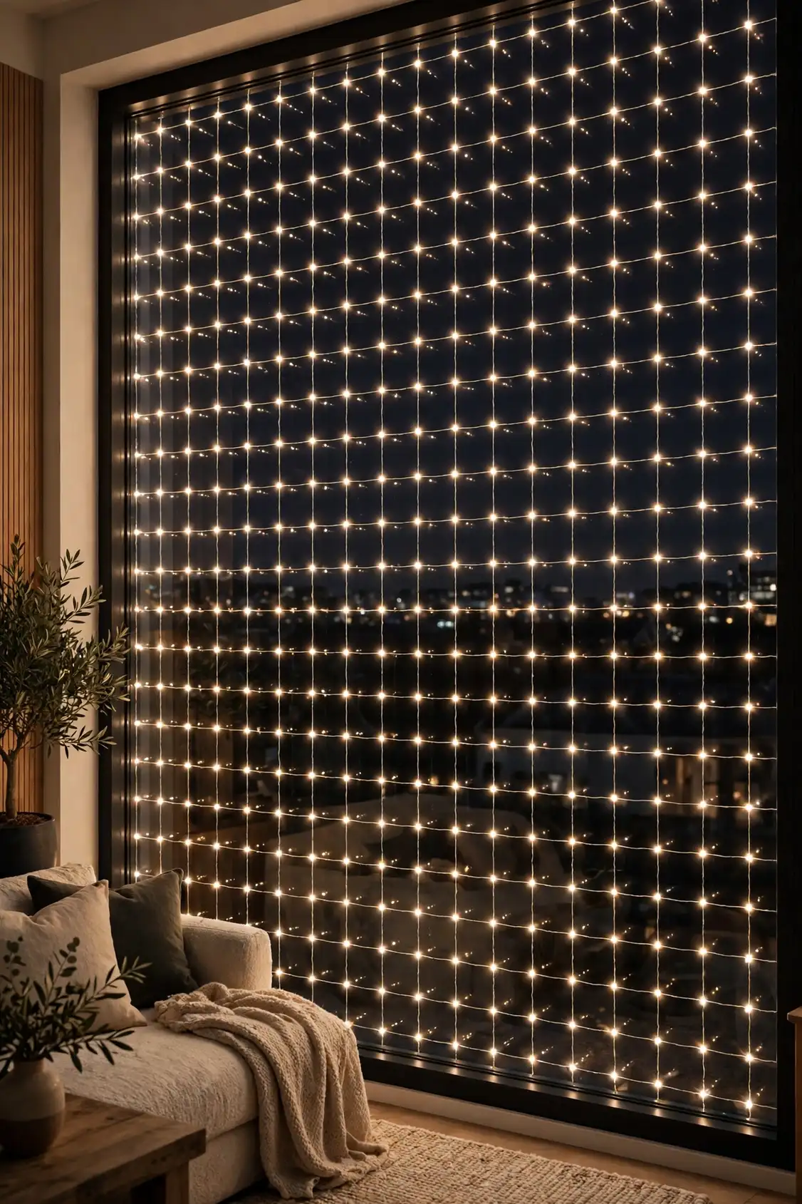 Net Lights Covering a Full Window net lights window full sparkle christmas