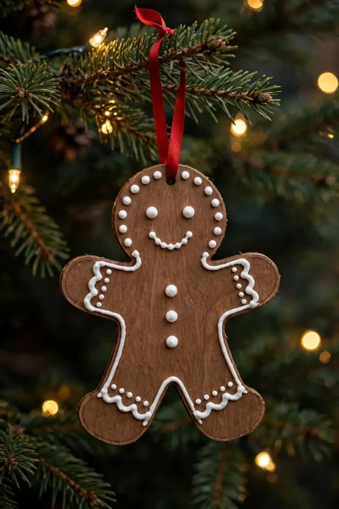 diy christmas ornaments wood slices painted gingerbread