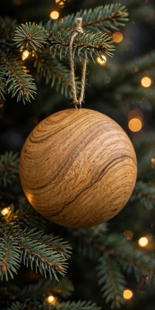 wooden baubles turned wood christmas