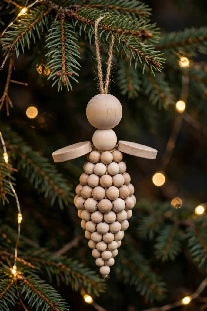 wooden bead angel ornament christmas