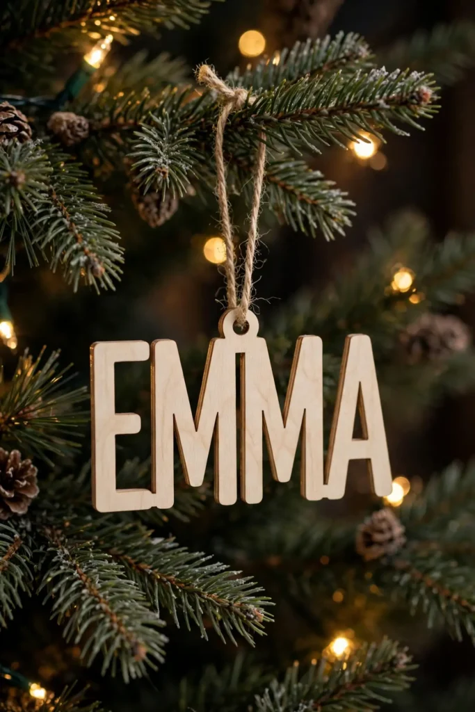 wooden name ornaments personalized christmas