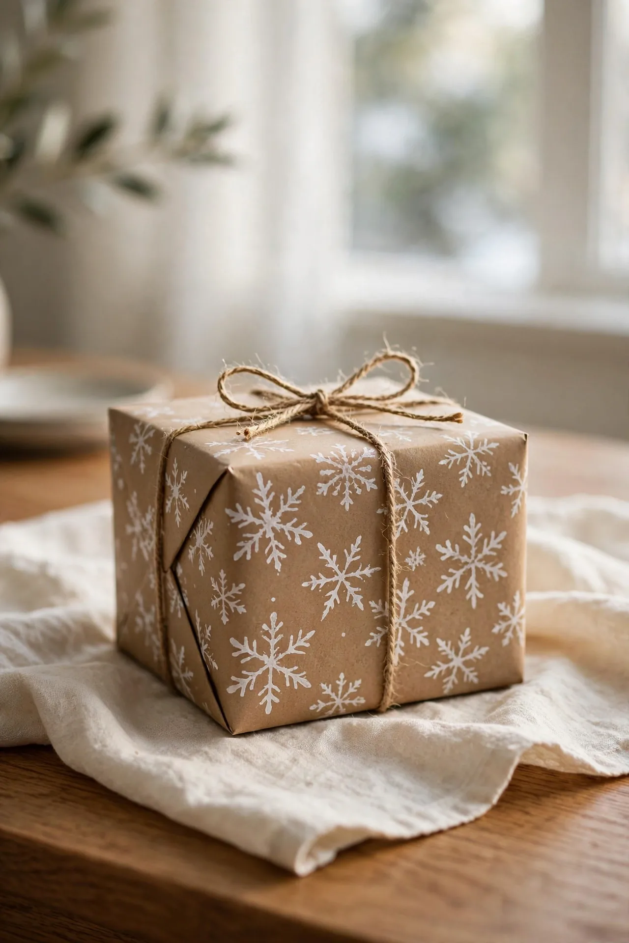 brown paper wrapping ideas christmas stamped snowflakes
