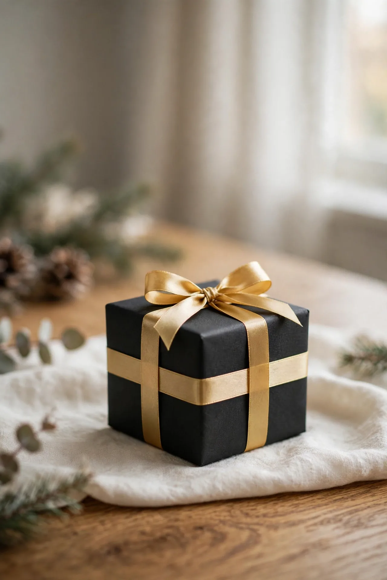 luxury christmas gift wrapping ideas black paper gold ribbon