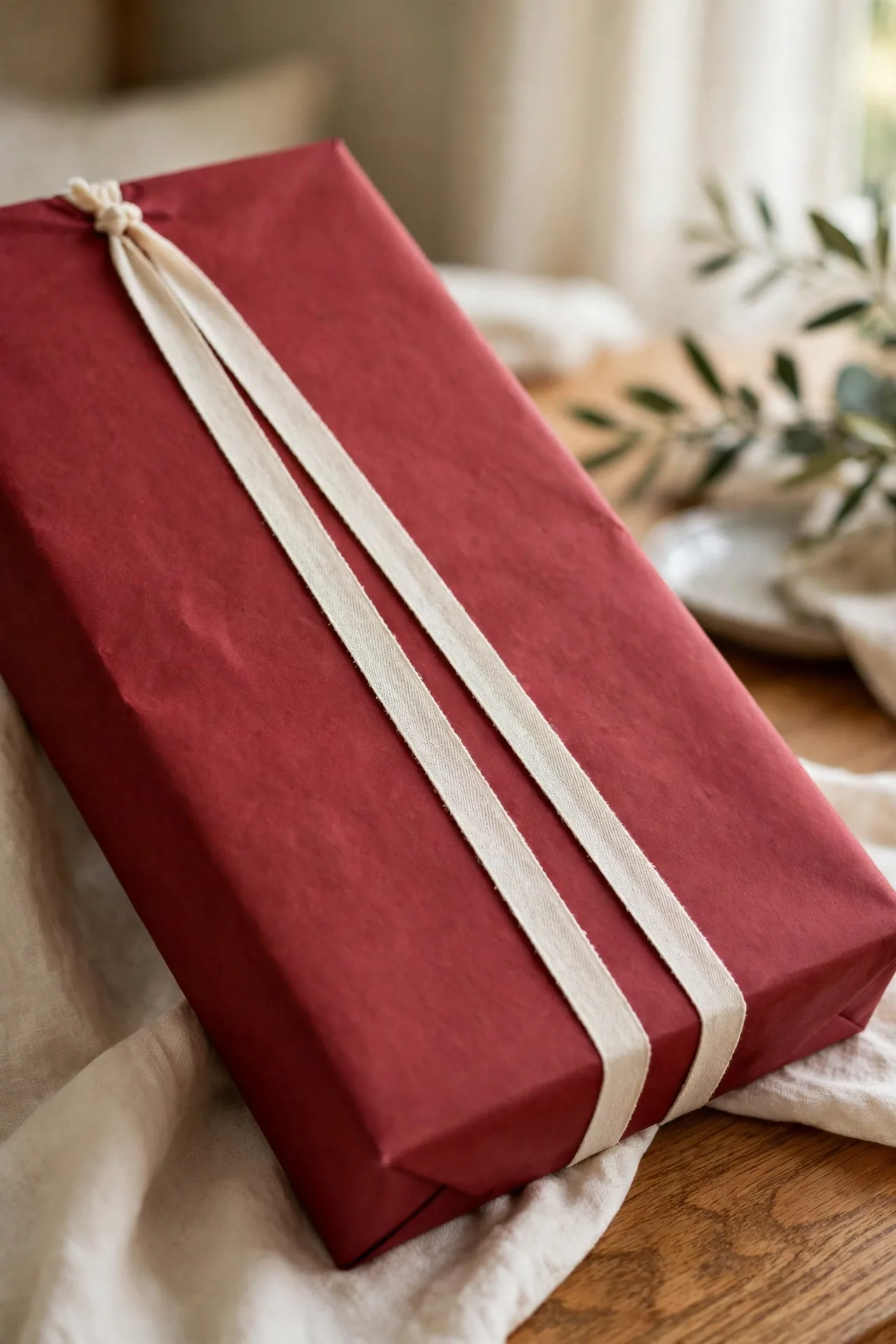 christmas wrapping paper and ribbon diagonal wrap