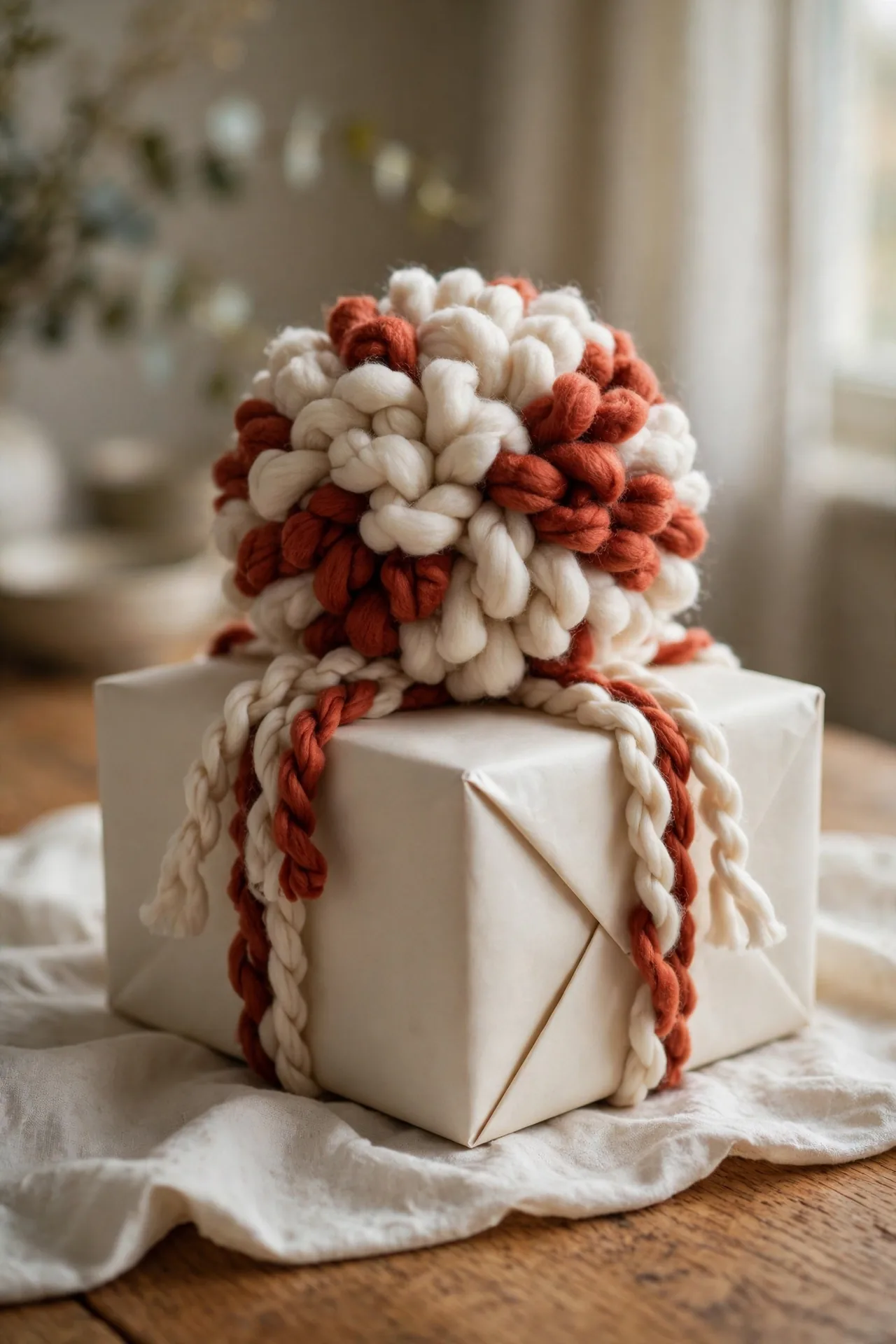 christmas gift topper yarn pom pom
