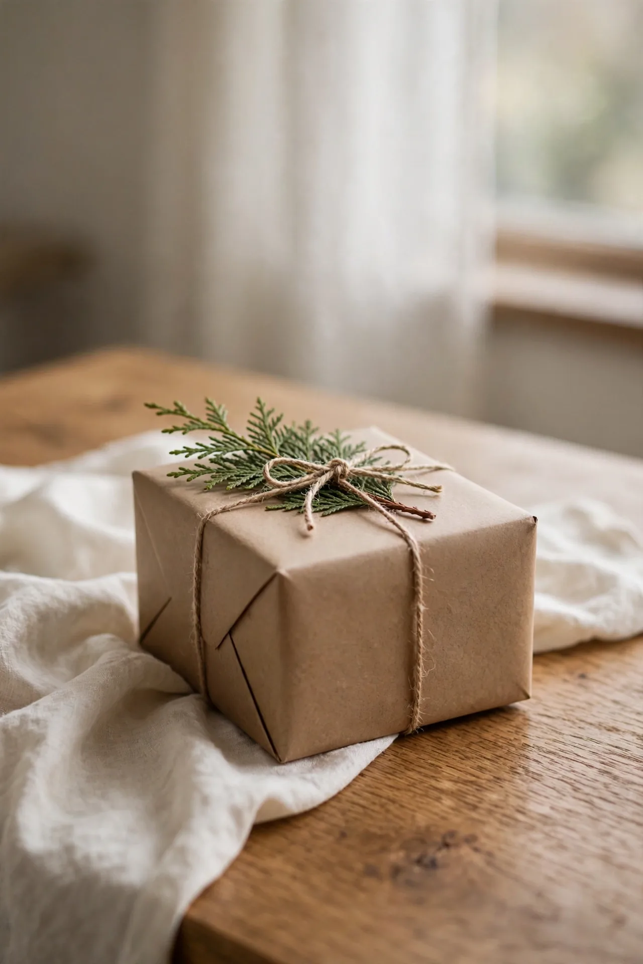 christmas gift topper fresh greenery sprig
