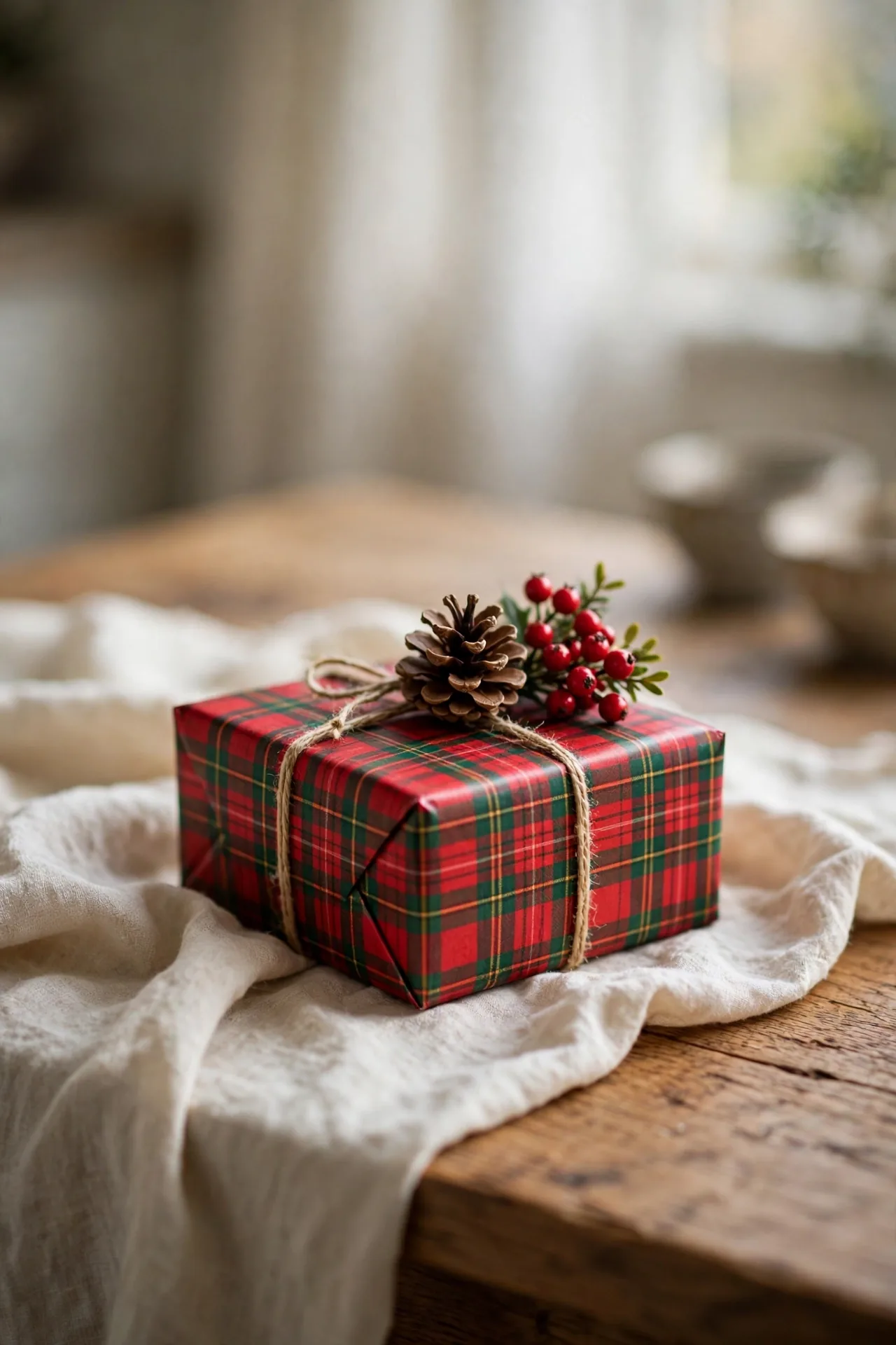 christmas gift topper ideas pinecone berry cluster
