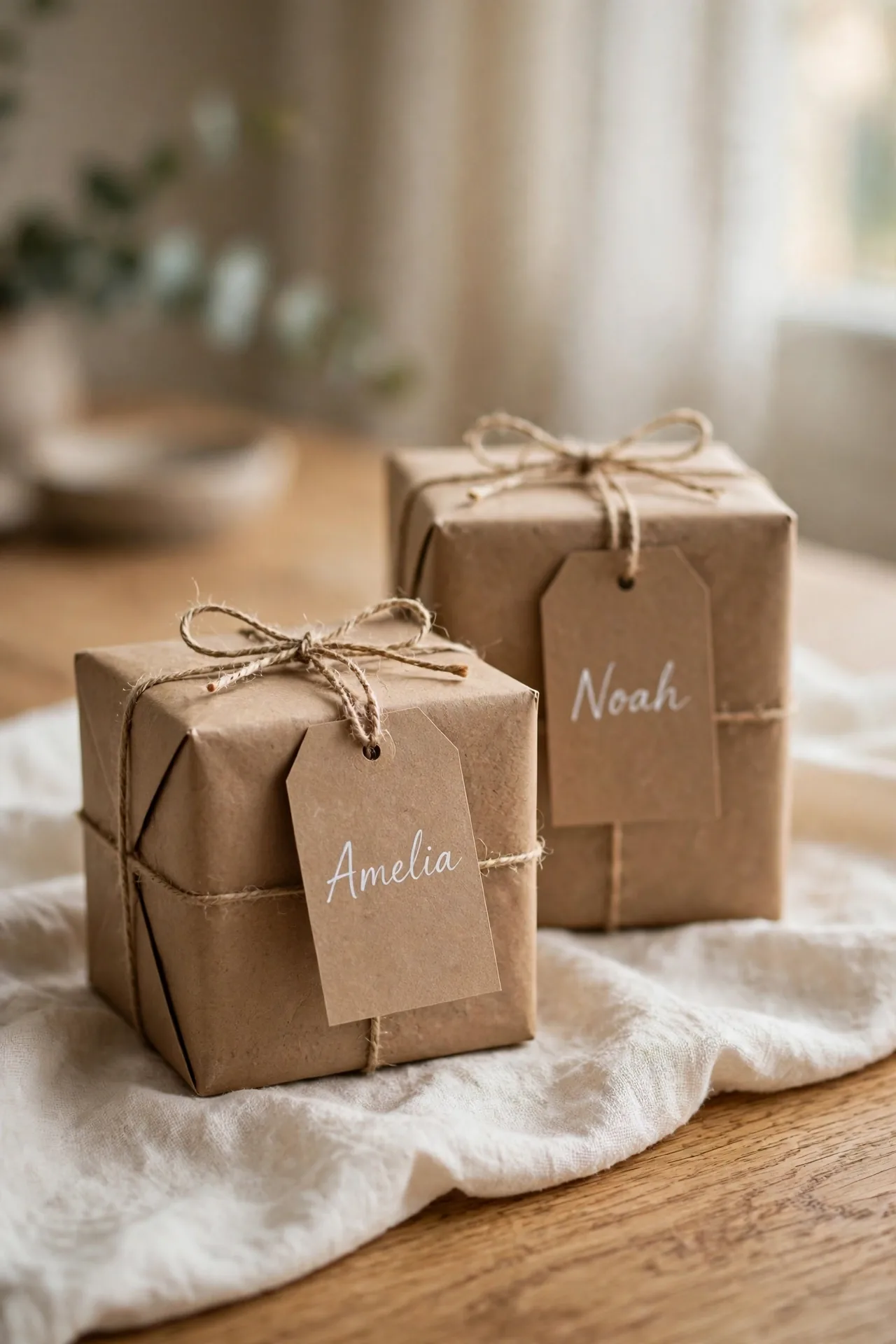 hand lettered kraft gift tags christmas