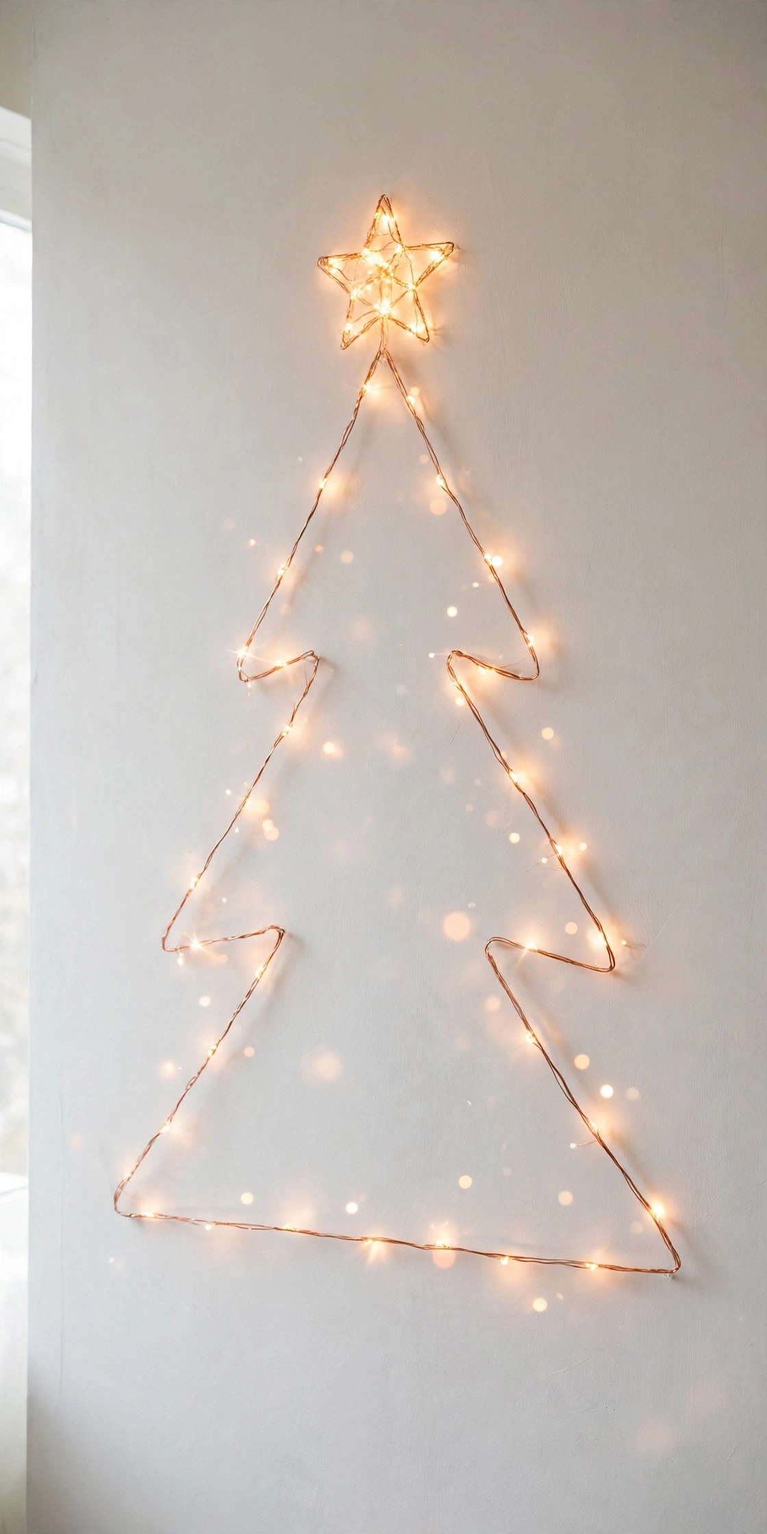 fairy light outline wall christmas tree star