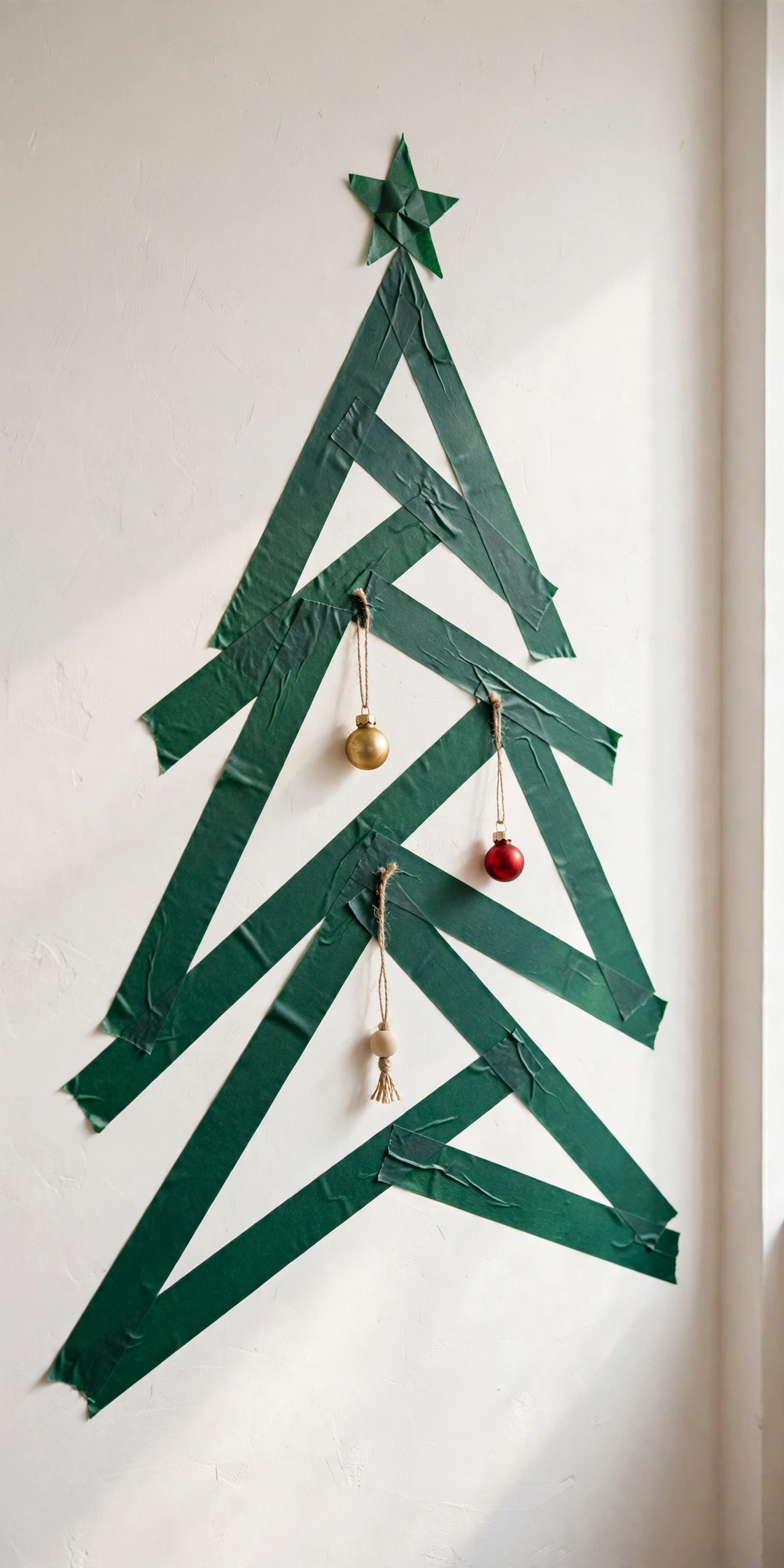 washi tape christmas tree wall renter friendly