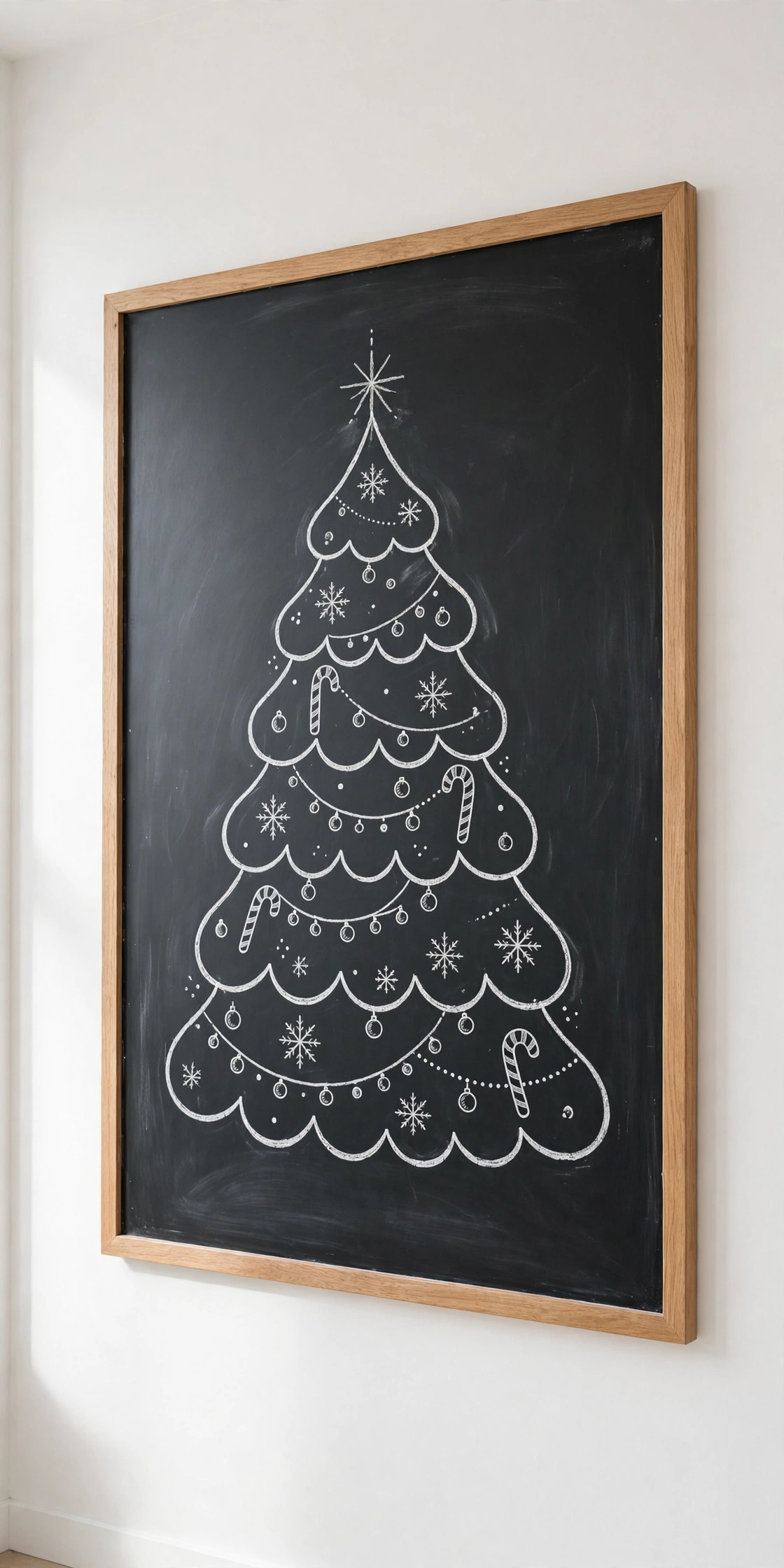 chalkboard wall christmas tree drawing