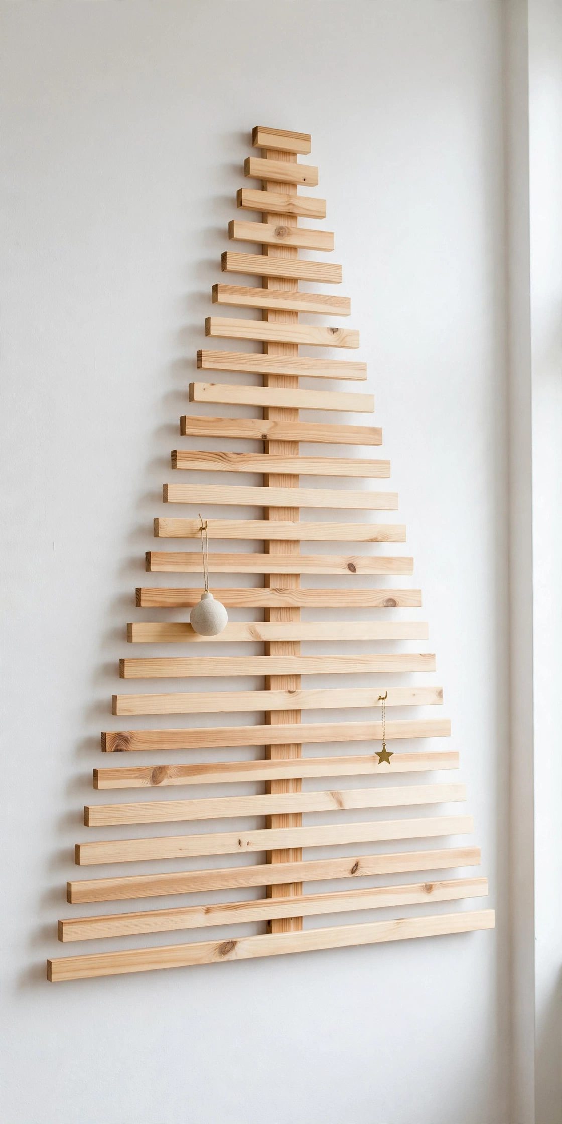 wooden plank wall christmas tree scandinavian