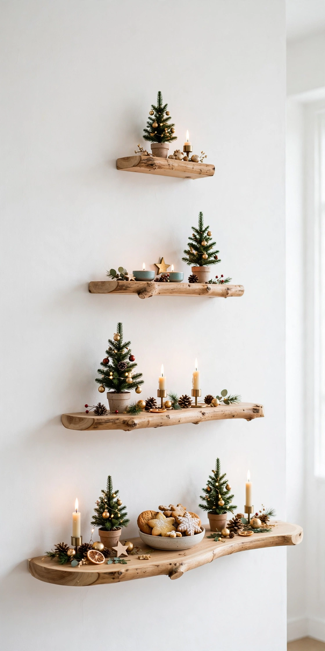floating shelf wall christmas tree triangle