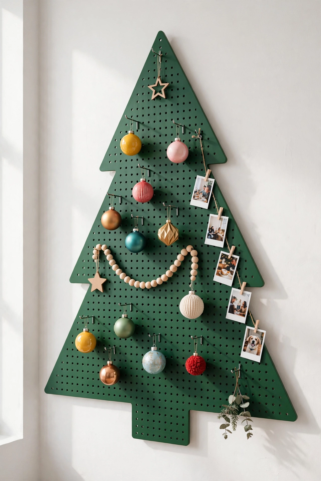 pegboard wall christmas tree ornaments