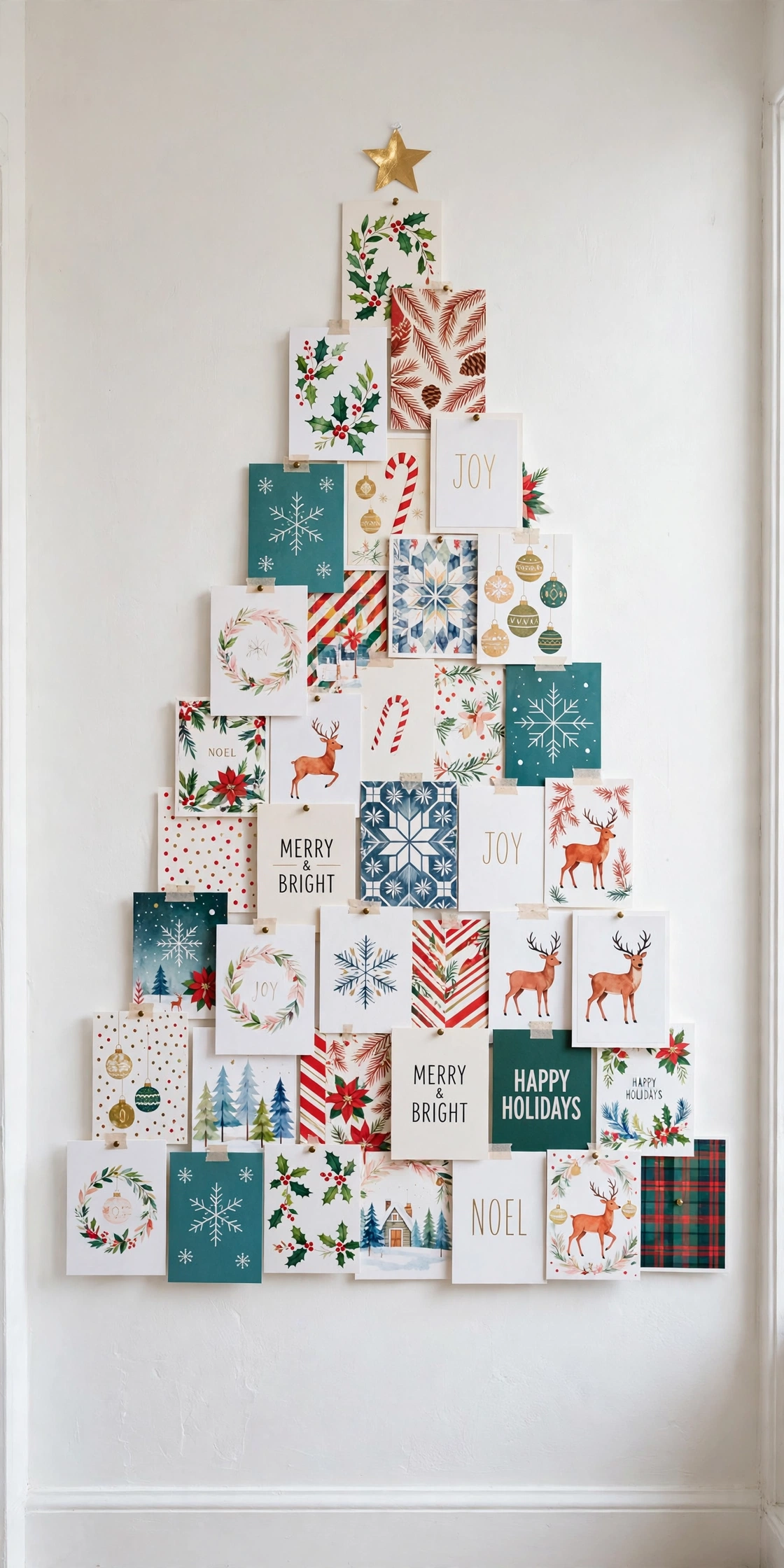 christmas card wall tree display