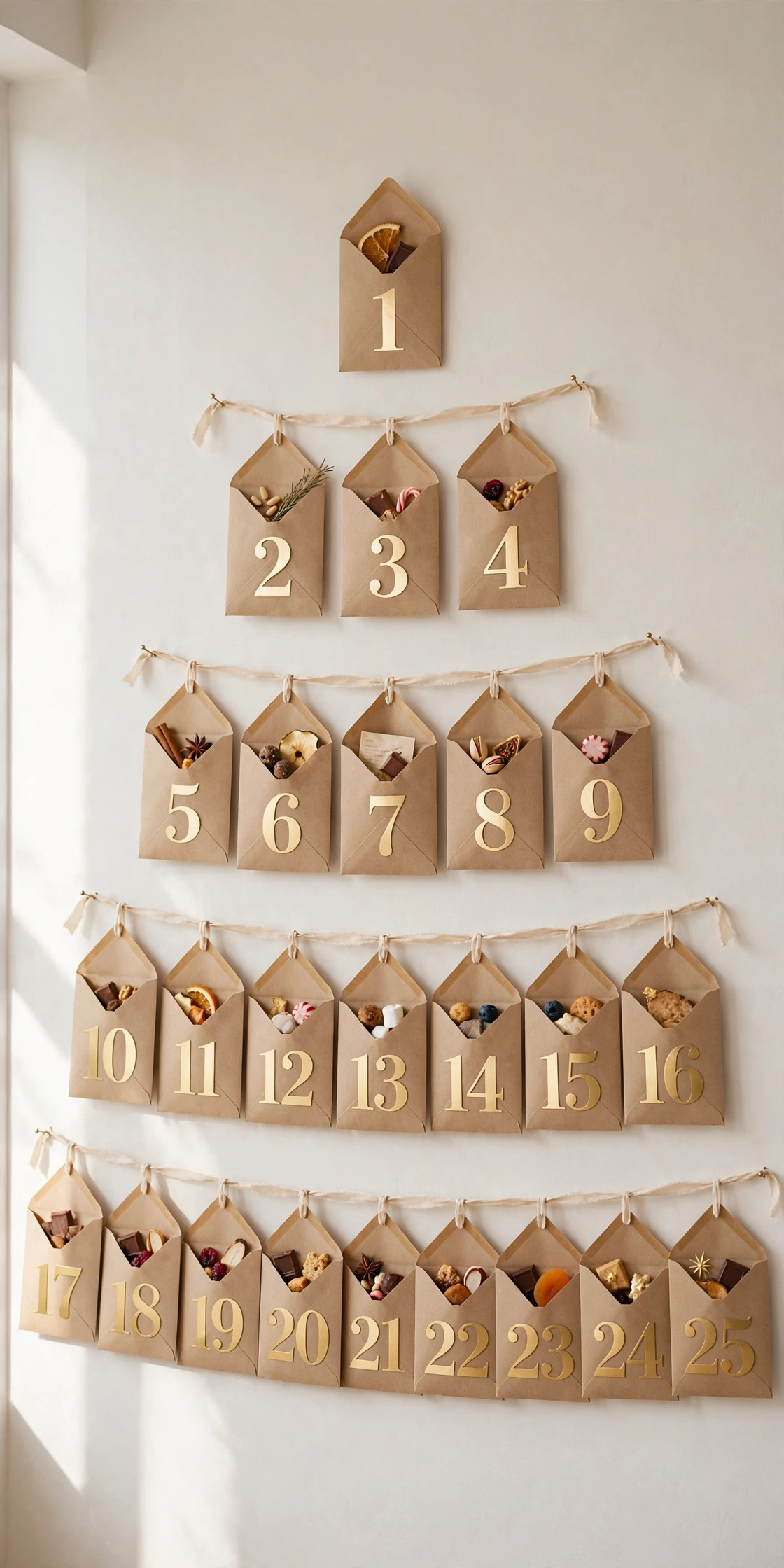 advent calendar wall christmas tree envelopes