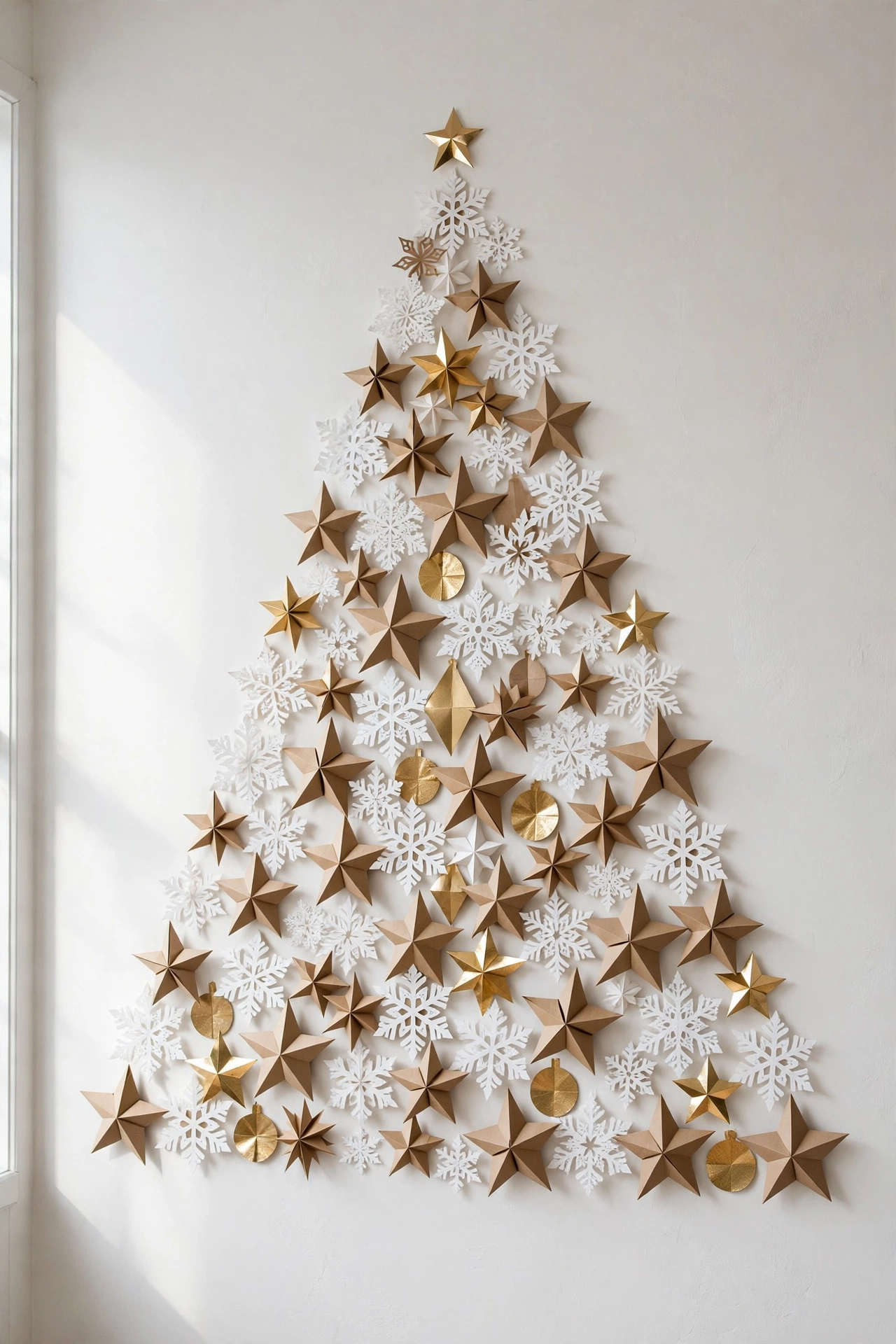 paper wall christmas tree snowflakes stars