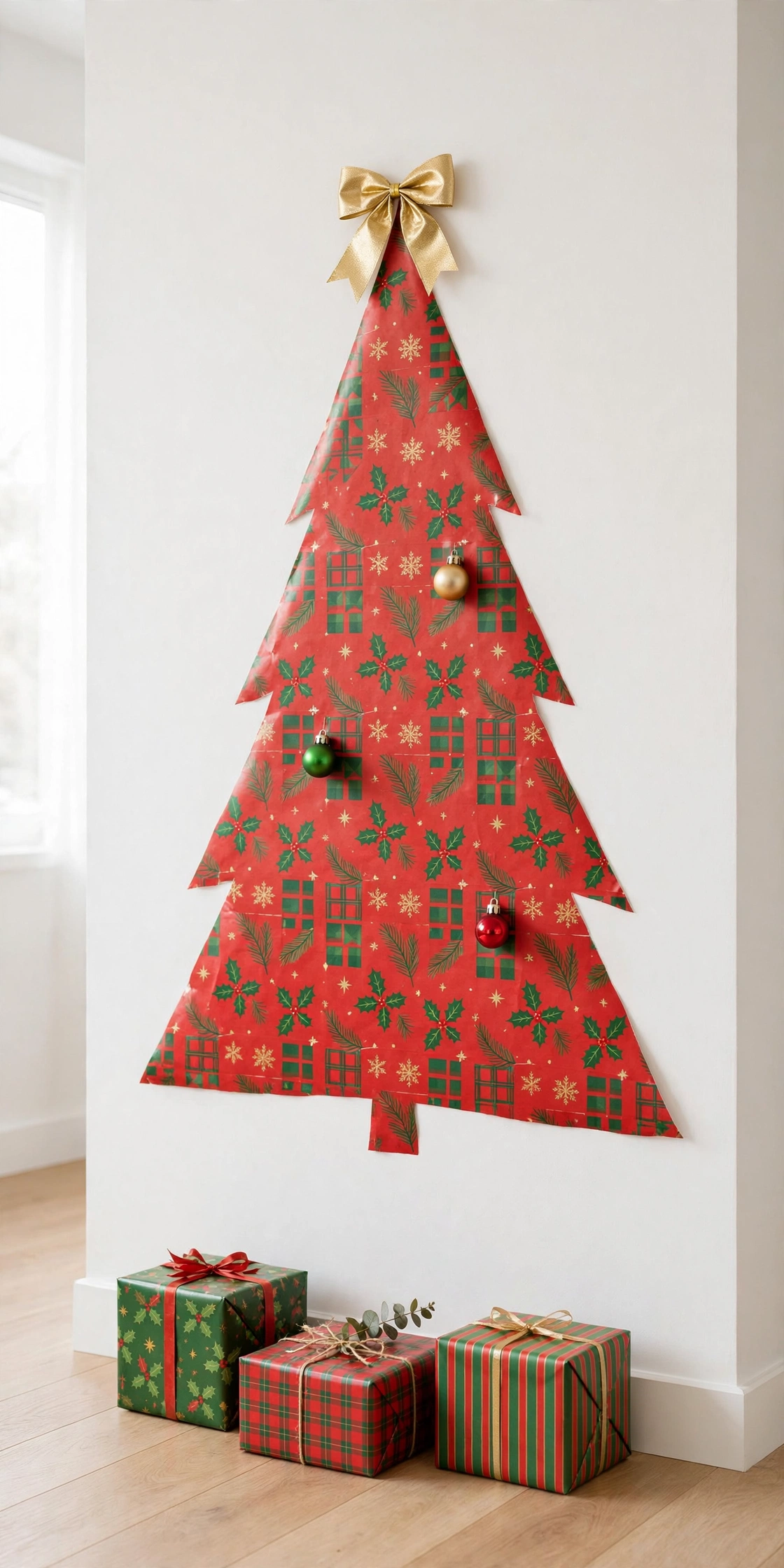 wrapping paper wall christmas tree gift
