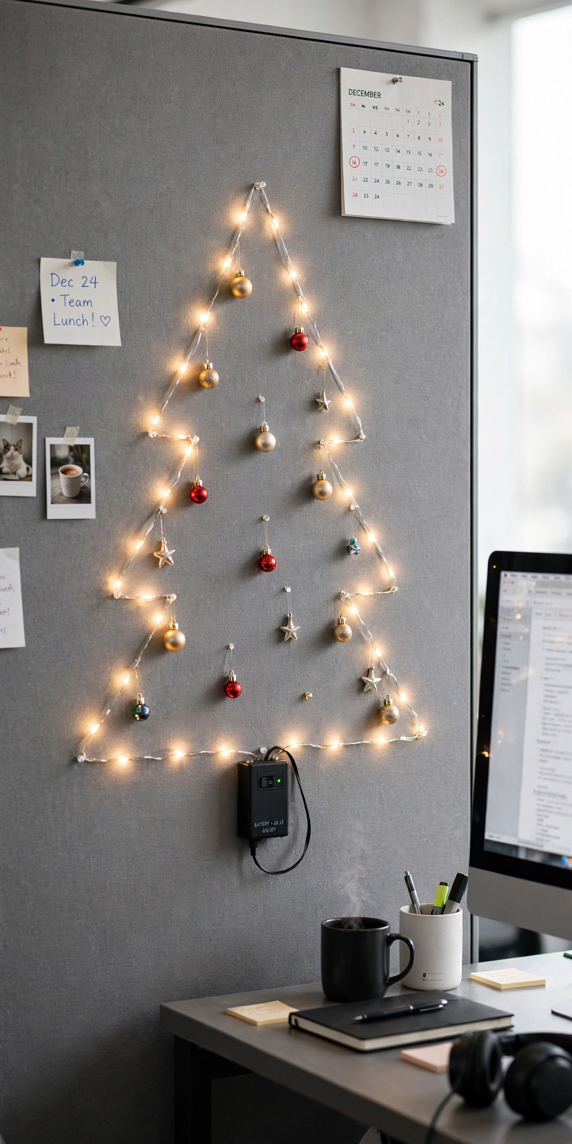 office cubicle wall christmas tree battery
