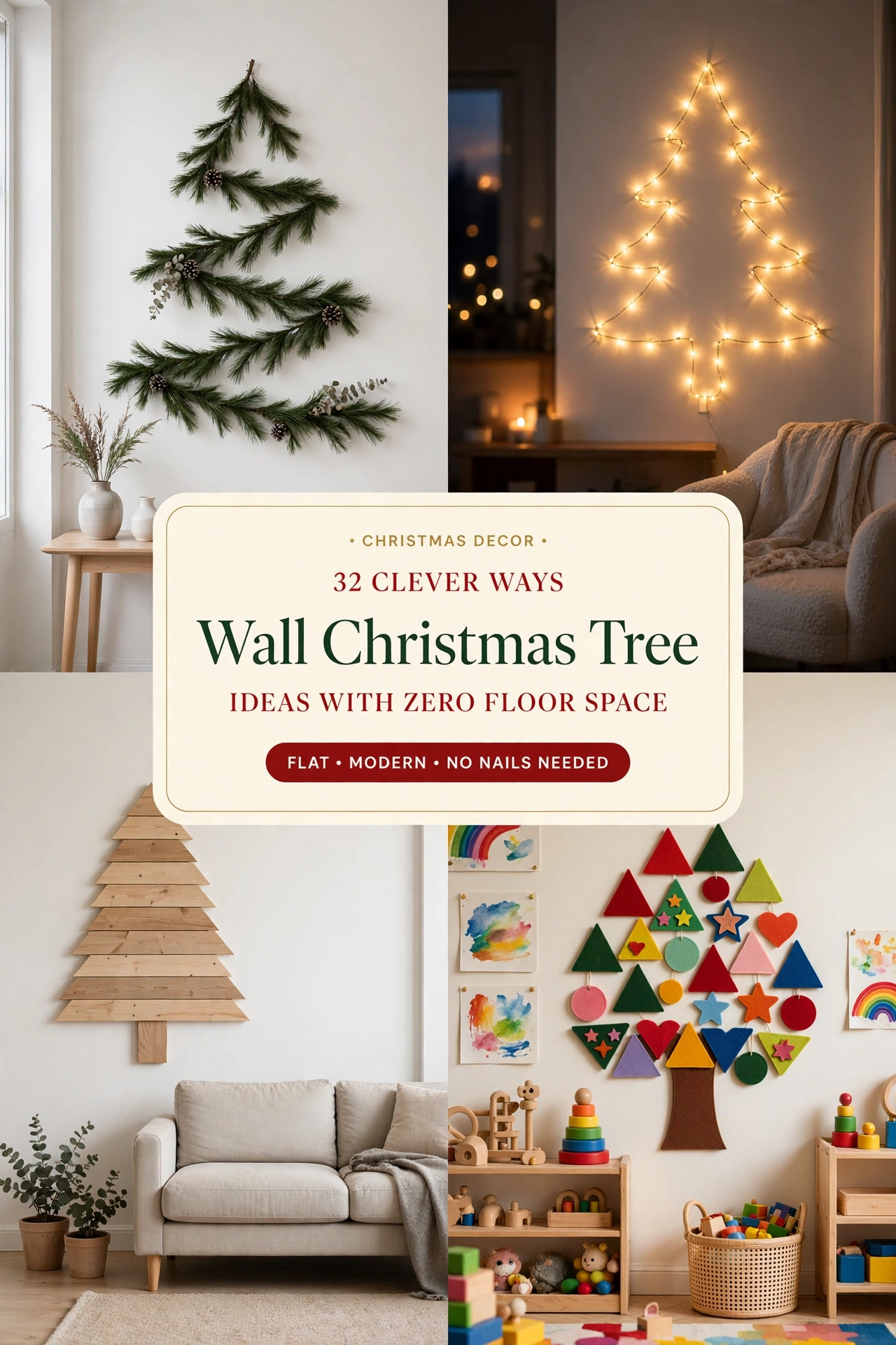 Wall Christmas Tree Ideas: 32 Clever Ways to Get a Full Tree With Zero Floor Space