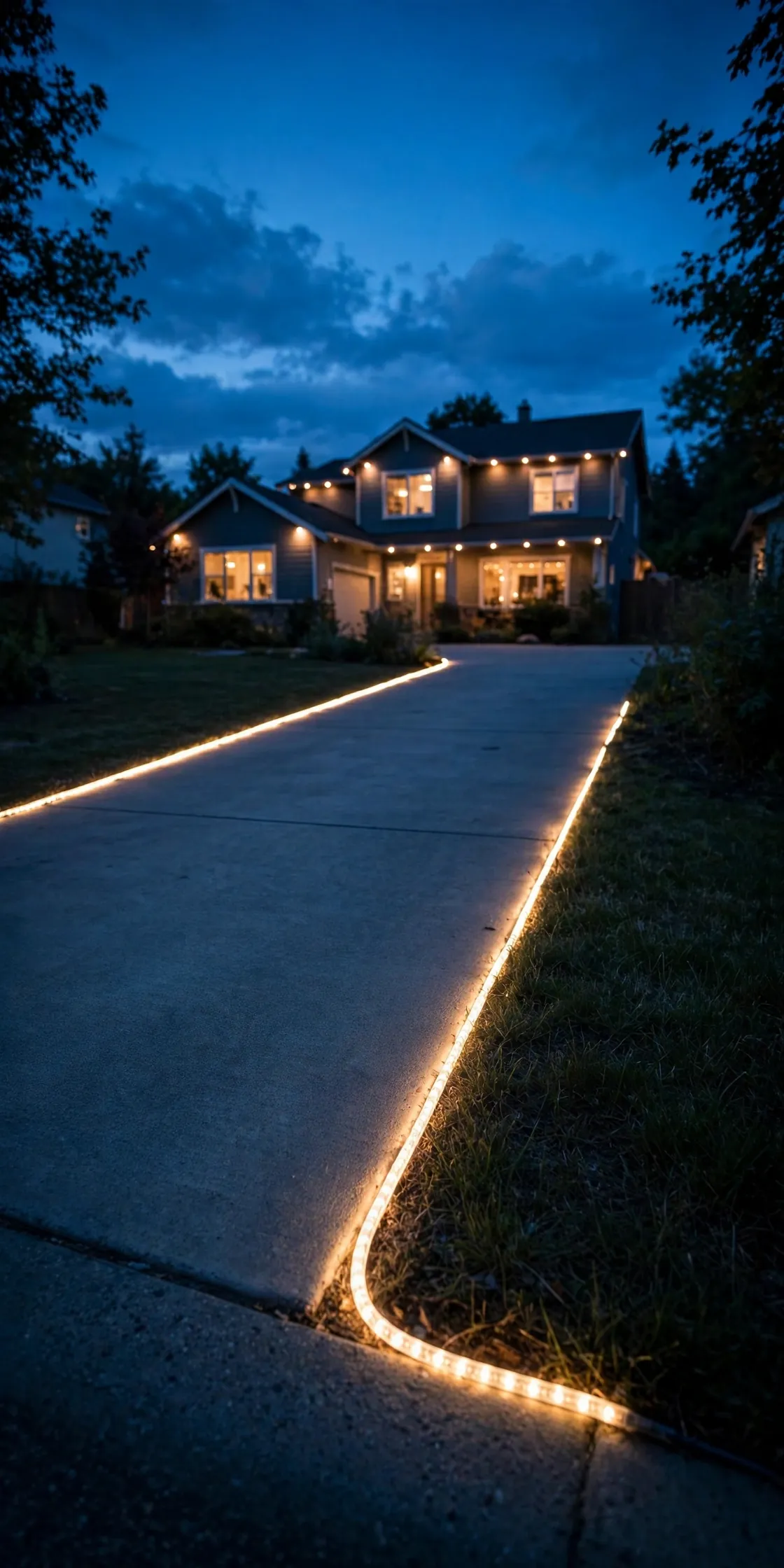 driveway edge rope lights christmas yard